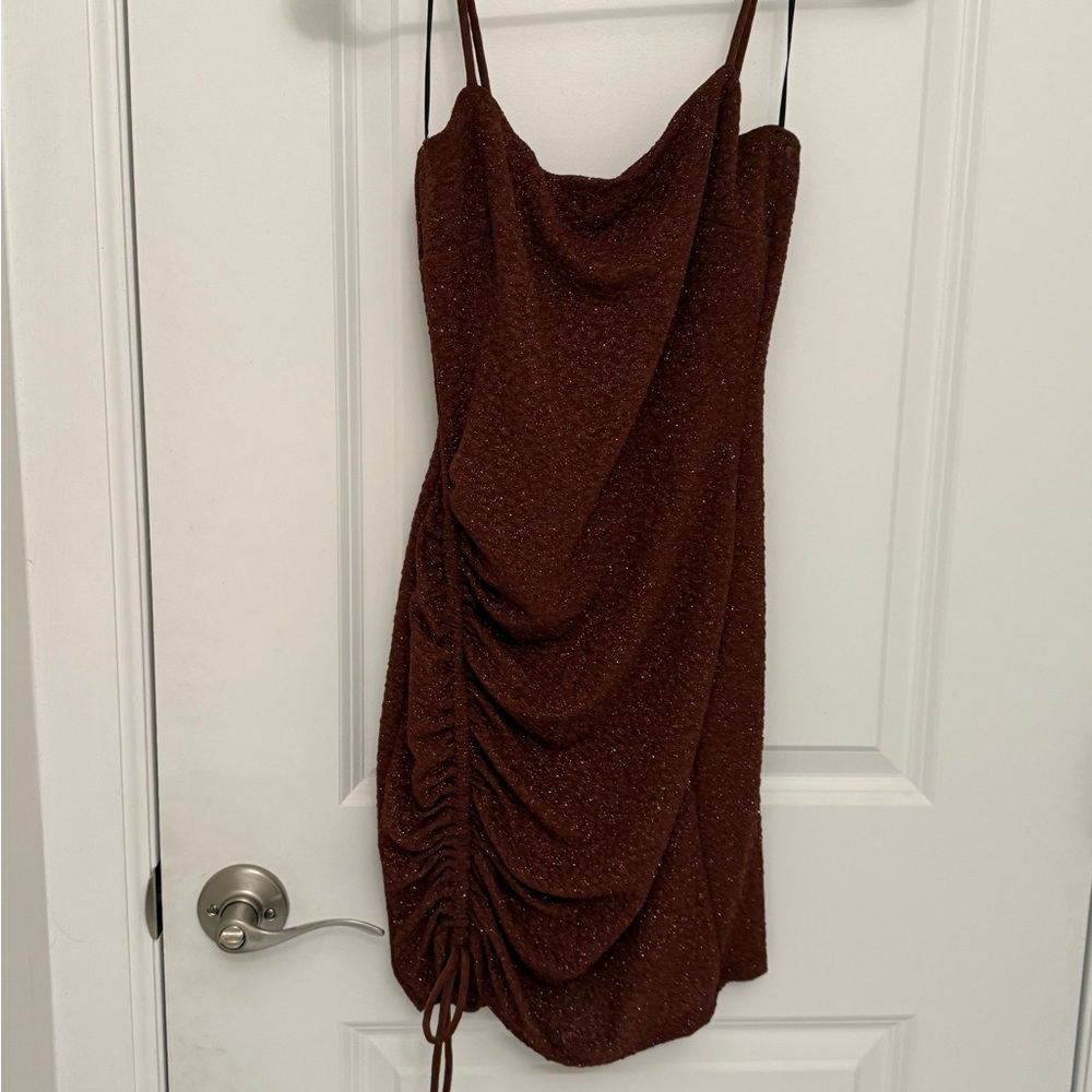 Windsor Brown Ruched Mini Dress